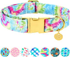 Dog Collar for Summer,Cute Pink Plaid Dog Collar,Cotton Puppy Collar with Adjustable Metal Buckle for Small,Medium,Large Girl Boy Dog - Image 11