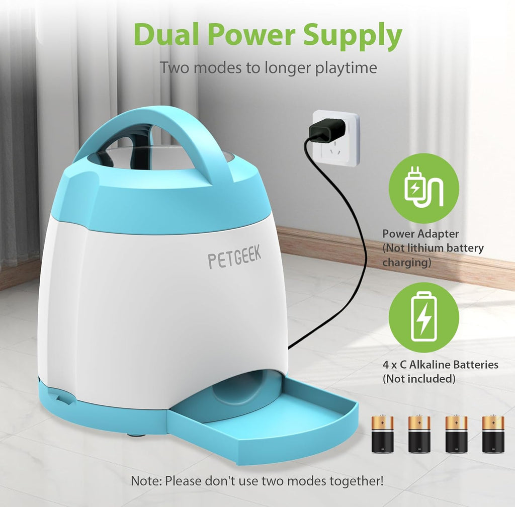 PETGEEK dog treat dispenser with remote button placement on lawn