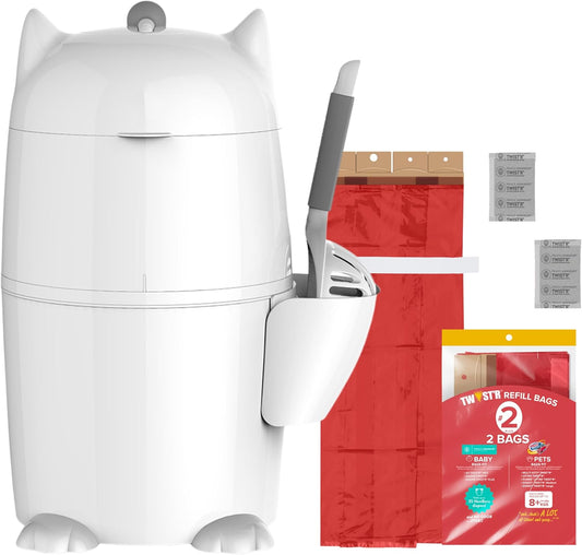 Red Rocket Purrr Litter Twist R cat litter disposal system front view