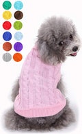 Bwealthest warm classic turtleneck pet sweater front view on a small pink dog.