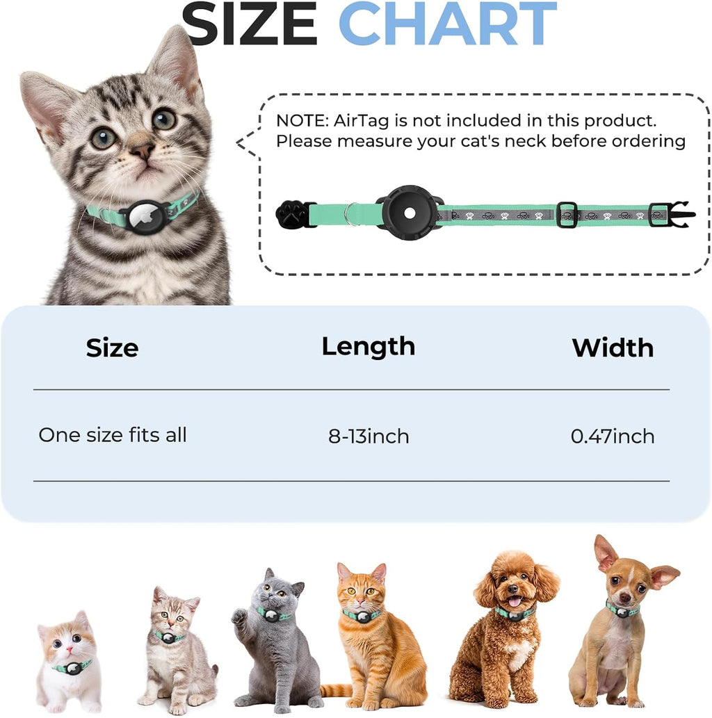 Green reflective pet tracker collar with the detachable classic silver location bell attached