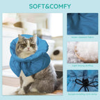 Adjustable pet cone alternative showing the two-finger neck measurement gap
