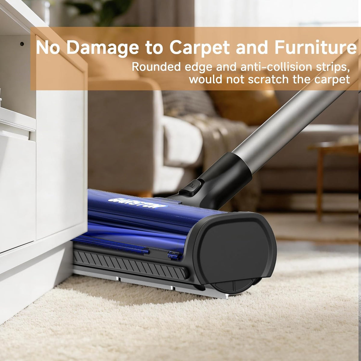 Garstor carpet hair scraper and roller removing cat fur from area rug
