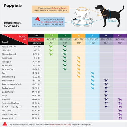 Small dog wearing Puppia soft harness pink