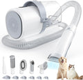 DUMOS Pet Grooming Vacuum Kit front view with ivory main unit and large dust cup