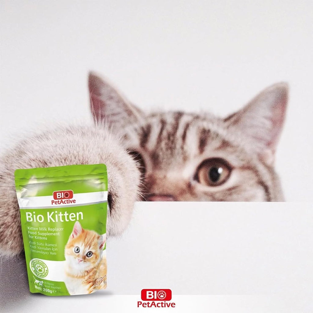 Bio PetActive taurine enriched kitten supplement back label instructions.