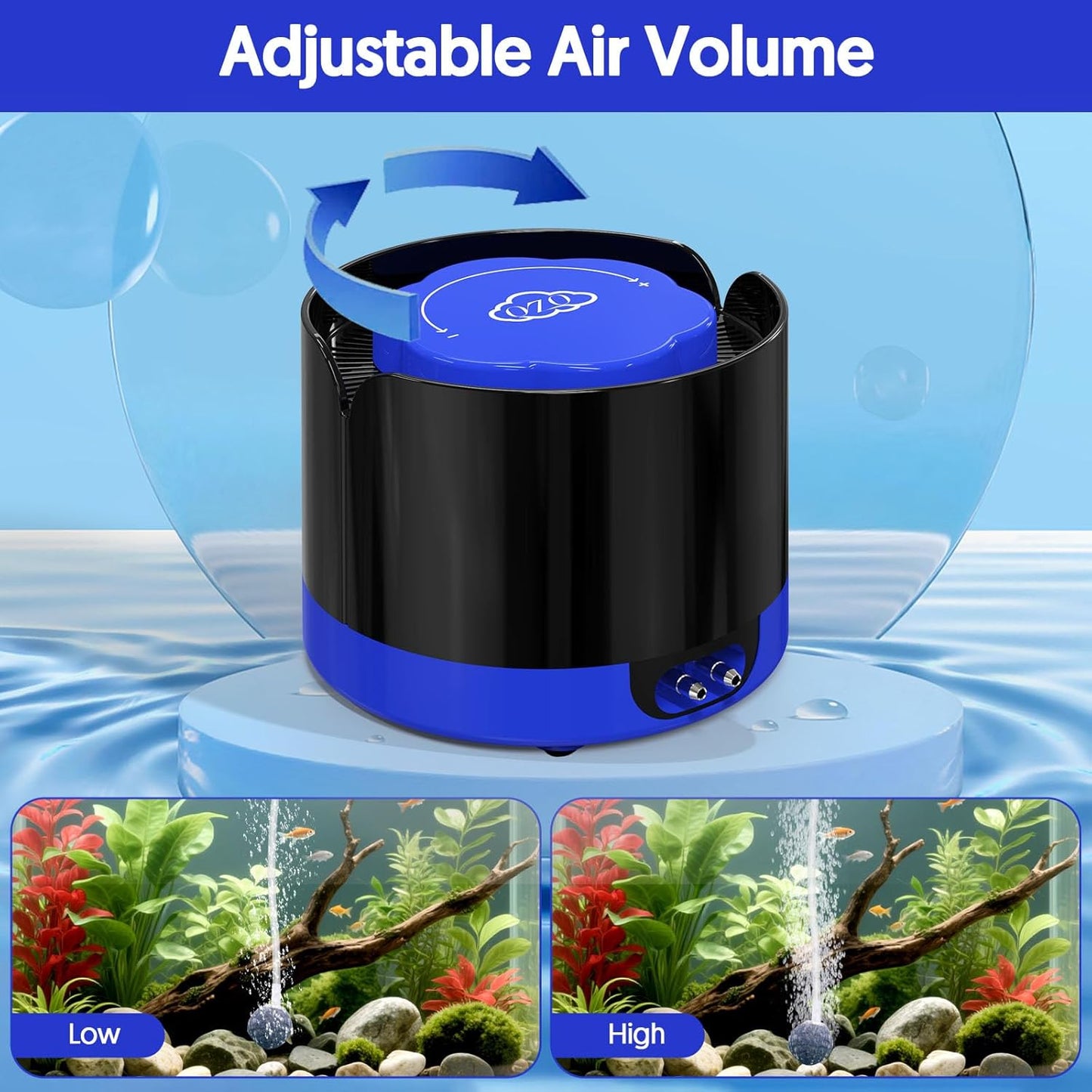 QZQ aquarium pump package contents including tubing and air stones