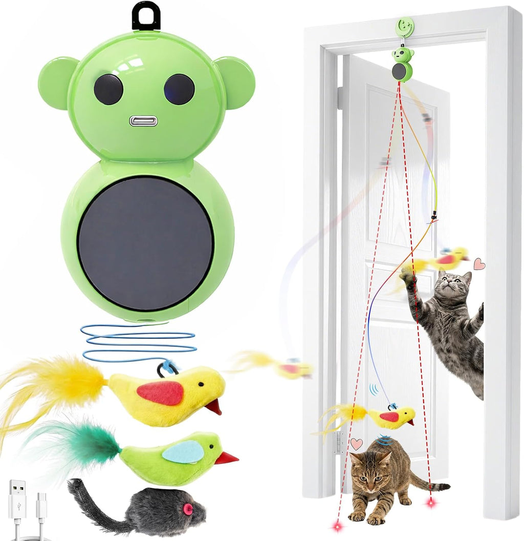Interactive Cat Toys for Indoor Cats - 2 in 1 Automatic Cat Toy with Flying BirdSmart Moving Wand Toy with 2 Modes, Doorway Hanging Toys Safe for Bored Kitten & Adult Cats - Image 10