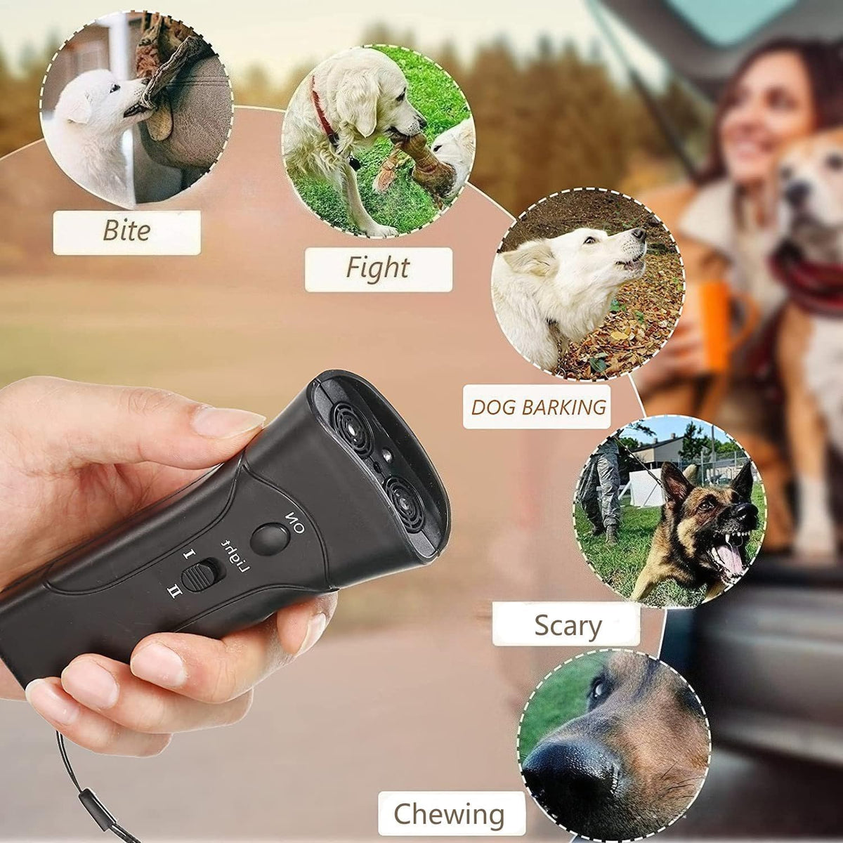Rechargeable anti barking device with USB cable