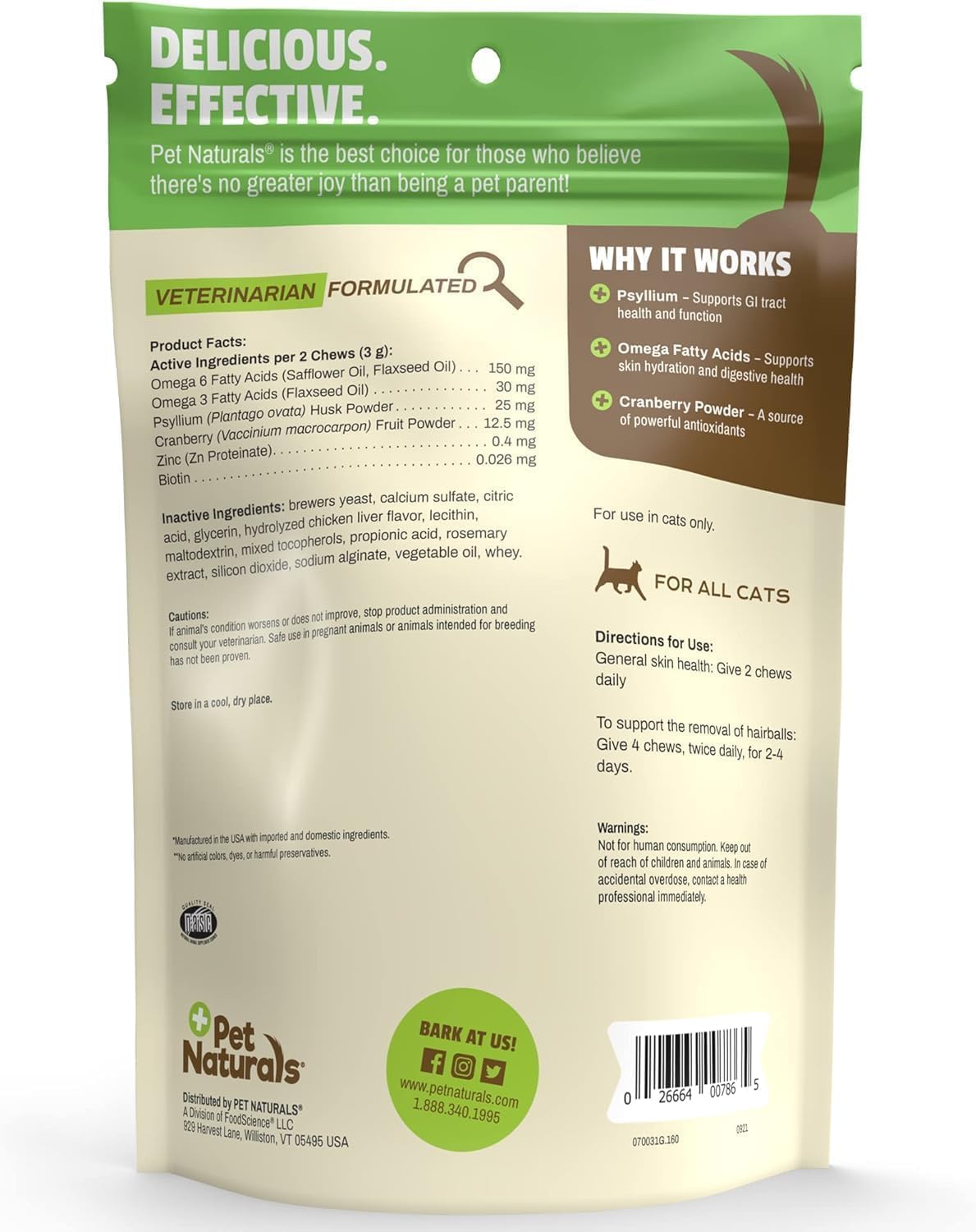 Pet Naturals Hairball Soft Chews for Cats, Omegas & Biotin for Skin Health, No Wheat or Corn, Vet Formulated, Value Size, Chicken, 160 Count - Image 9