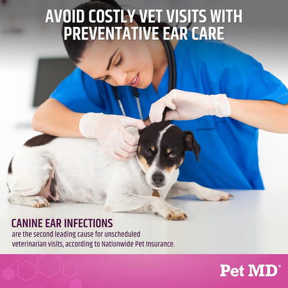 Pet MD ear cleaner bottle with aloe vera branding