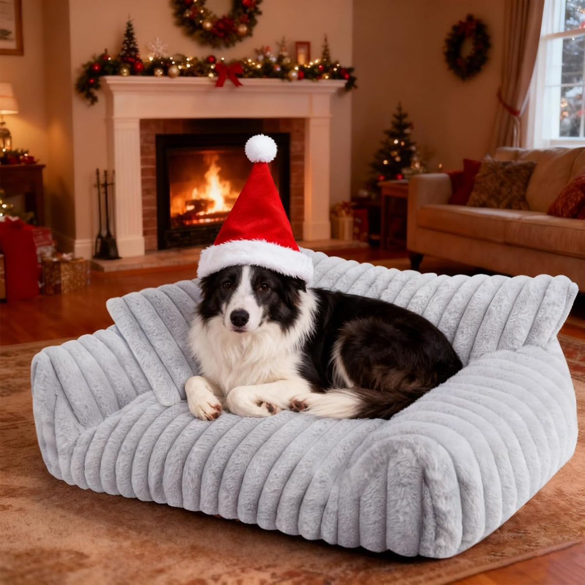 Cute Cat Couch Bed for Indoor Cats, Fluffy Pet Cat Sofa with Premium Soft Corduroy Fleece, Cute Small Dog Beds for Small Dogs, Fuzzy Puppy Chair with Removable Washable Cover (24x18x10,Grey) - Image 9
