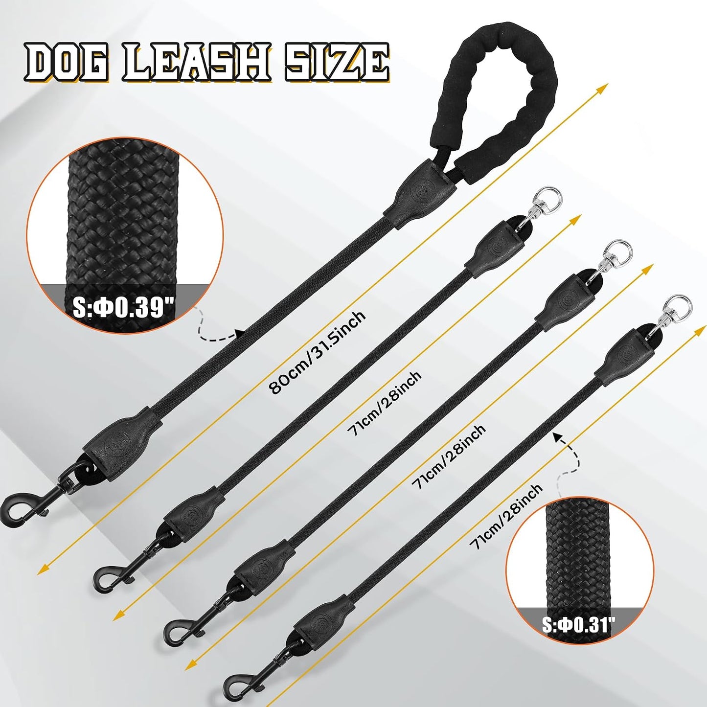 Soft sponge padded handle of the heavy-duty nylon dog leash providing hand protection.