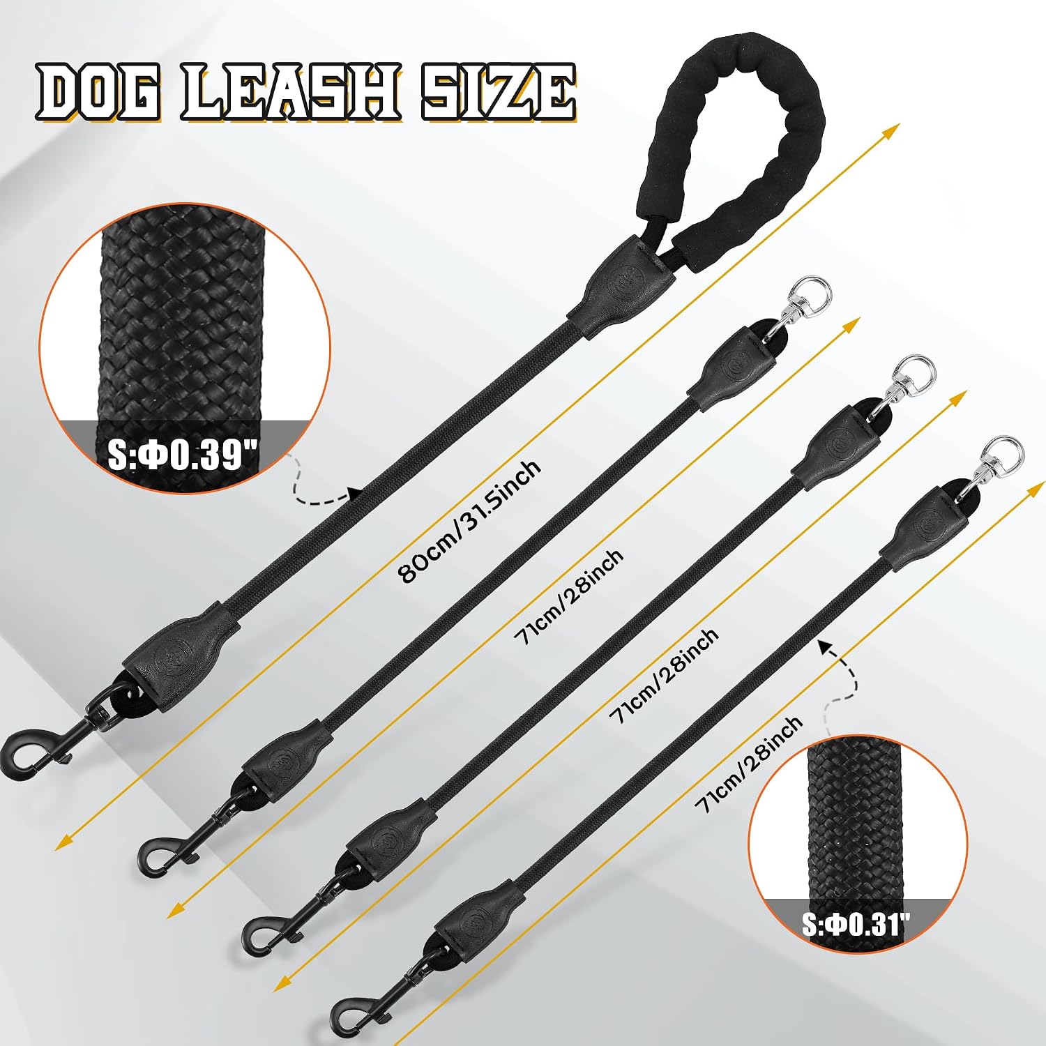 Soft sponge padded handle of the heavy-duty nylon dog leash providing hand protection.
