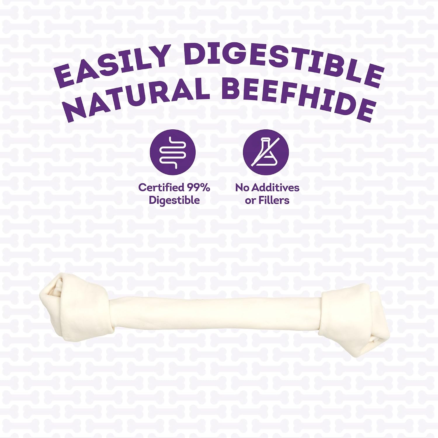 Treatly American sourced beefhide dog treat showcasing dental health benefits.
