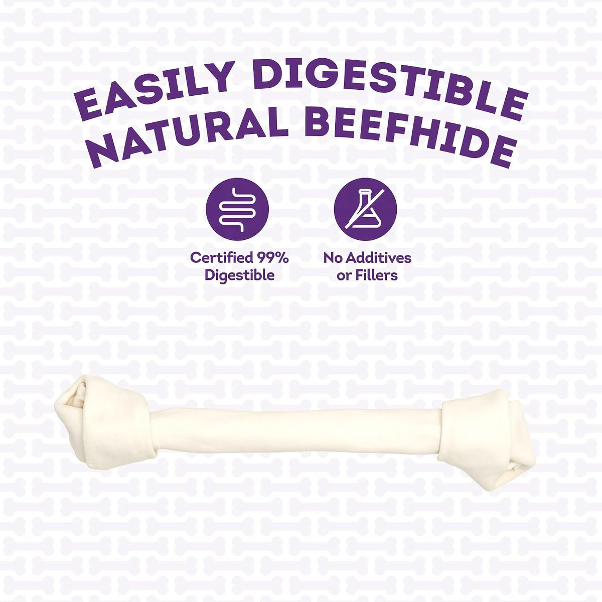 Treatly American sourced beefhide dog treat showcasing dental health benefits.