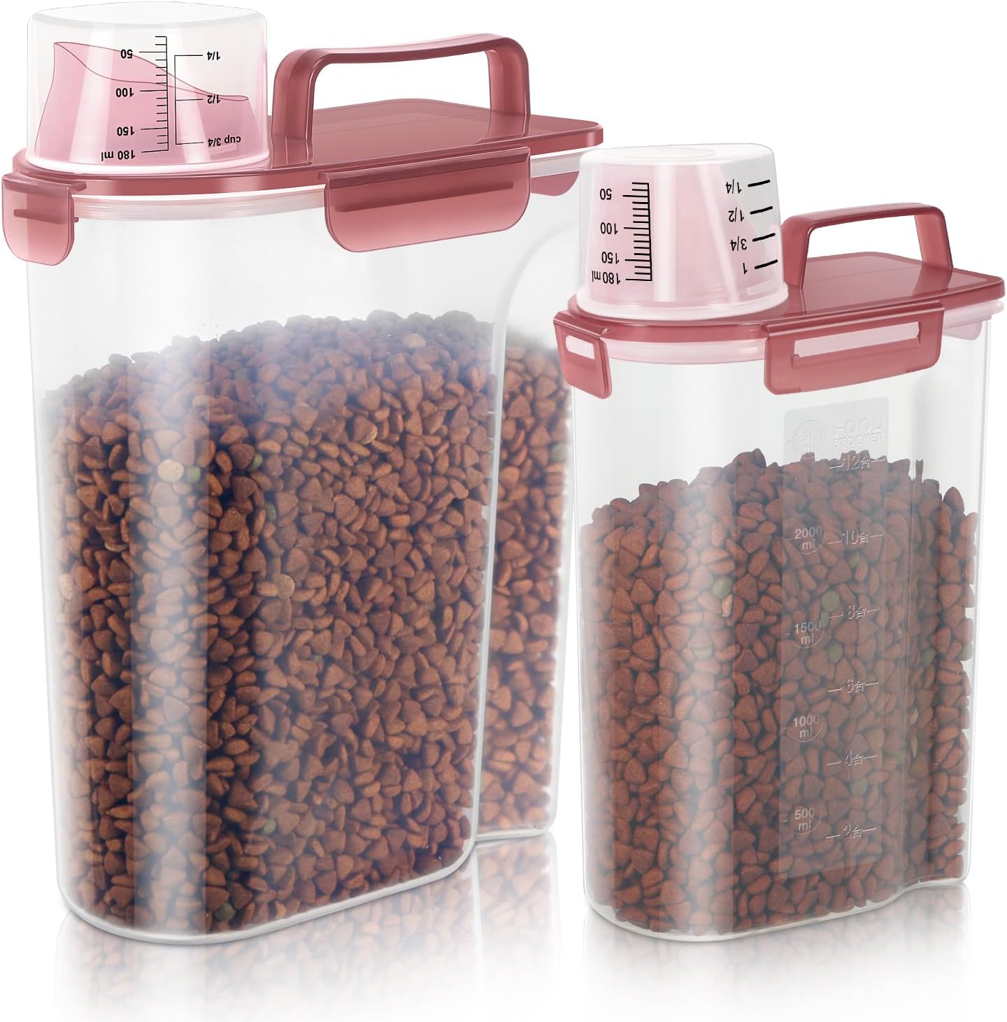 LEAWALK 5-7Lbs Dog Cat Food Storage Container with Upgraded Large Nozzle BPA-free, 4 Snap Seals Plastic Pet Food Storage Containers with Handles are Easy to Clean and Carry - Image 9