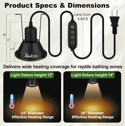 Zooiisol terrarium hanging dome light fixture with attached anti-scald guard mesh cover.