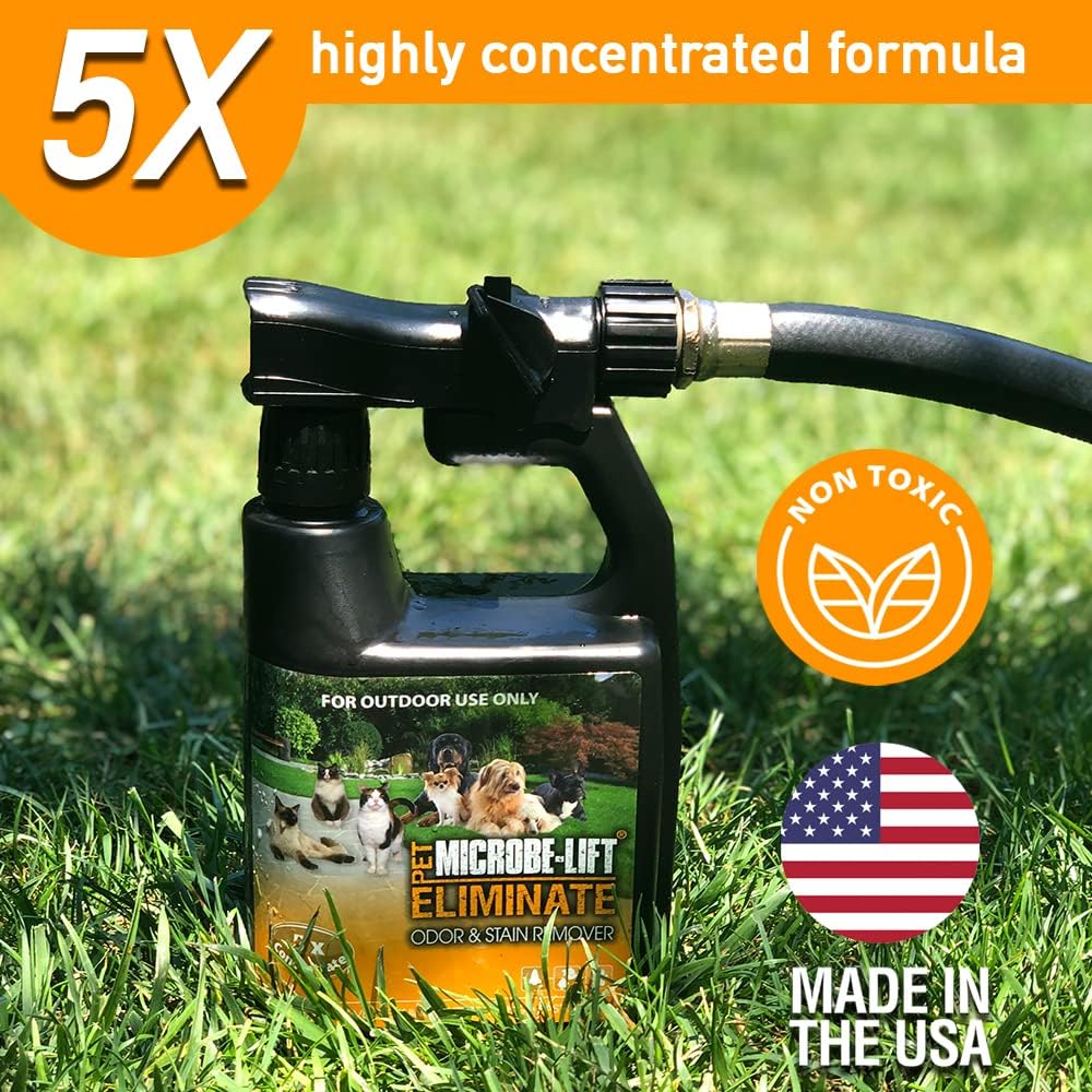 Microbe-Lift pet odor remover applied on artificial turf