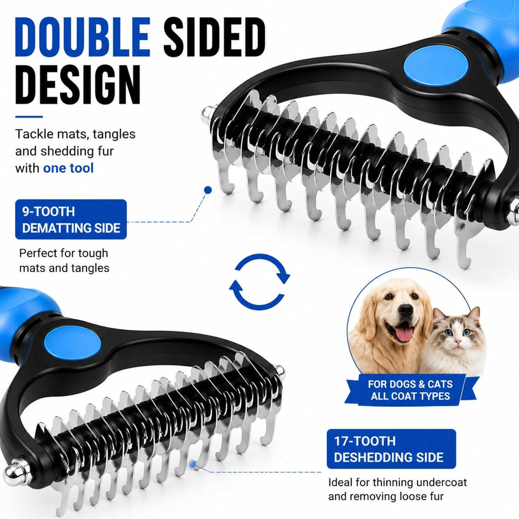 Ergonomic anti-slip handle of Baktas pet grooming tool