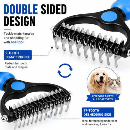 Ergonomic anti-slip handle of Baktas pet grooming tool