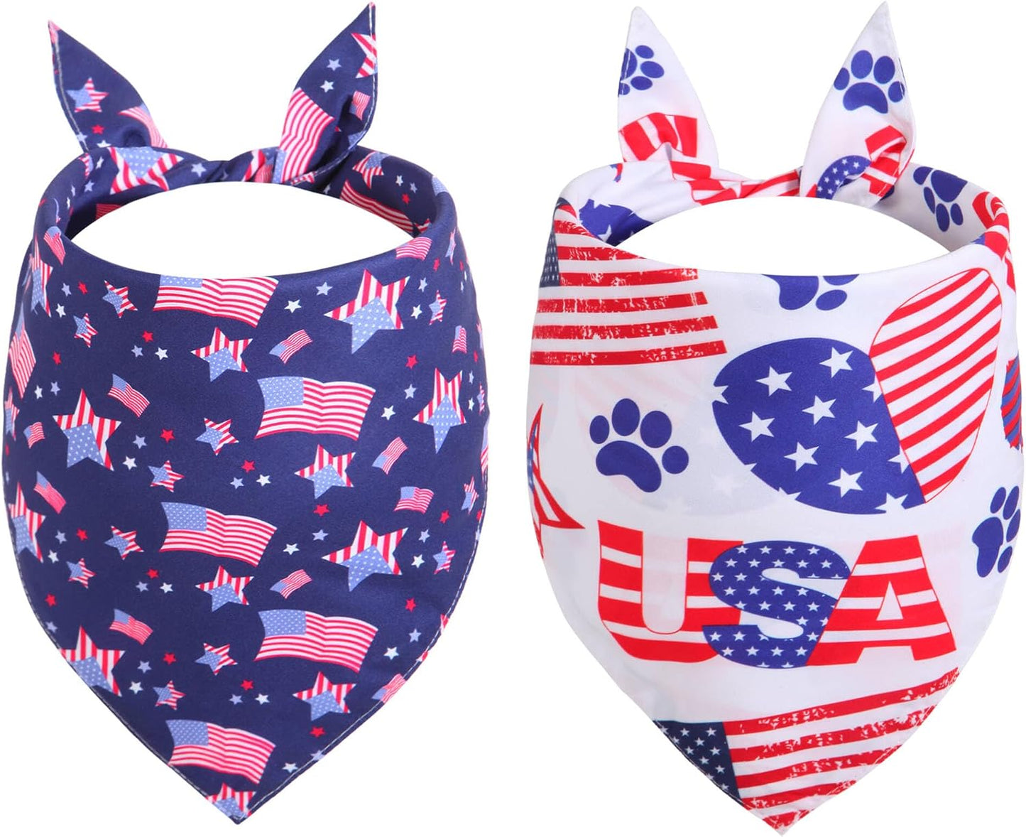 Gofshy 4th of July dog bandanas front view showcasing vibrant American flag patterns on a large breed dog.