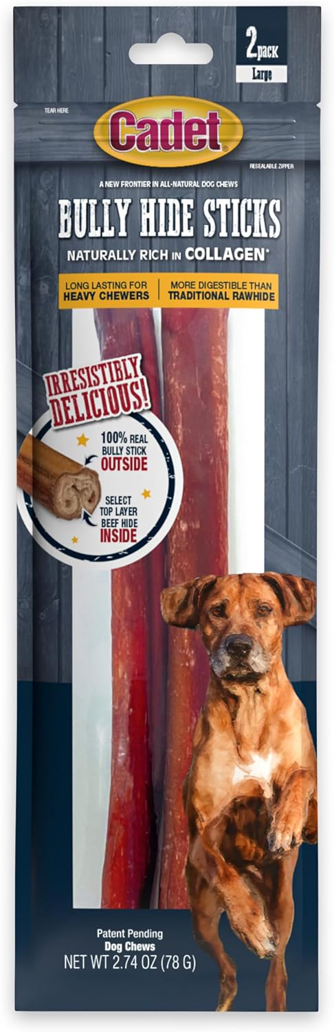 Cadet Bully Hide Sticks for Large Dogs - All-Natural Beef Pizzle, High Protein, Low Fat, Long-Lasting, Grain & Rawhide-Free Dog Chews for Aggressive Chewers, Large (8 Count) - Image 13