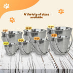 Top down view of stainless steel flat side pet bowl