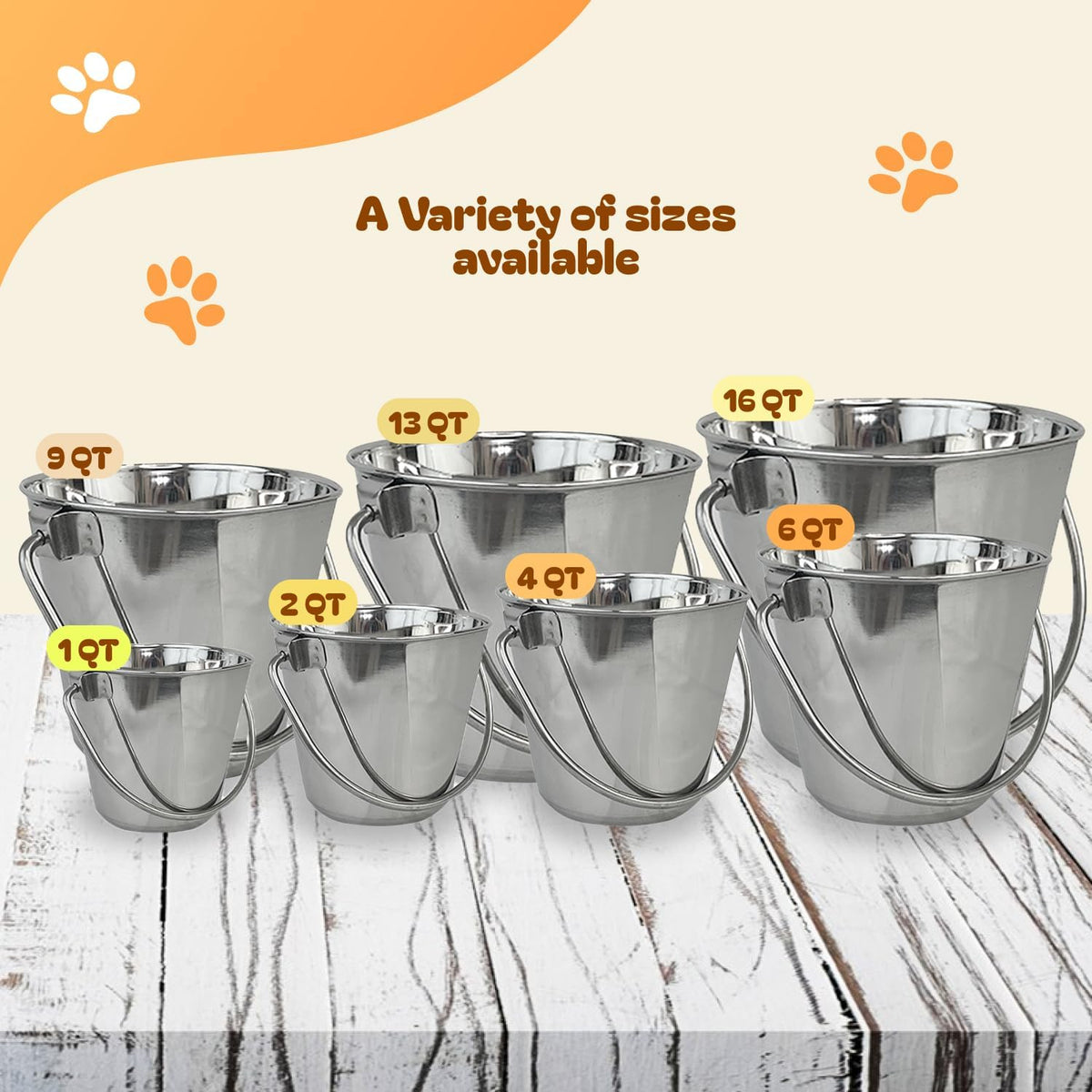 Top down view of stainless steel flat side pet bowl