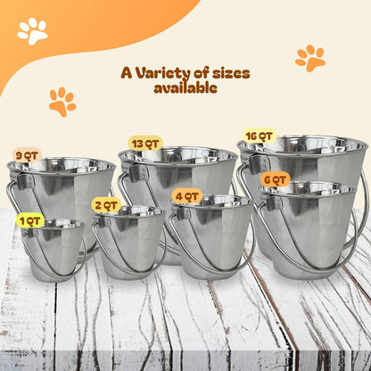 Top down view of stainless steel flat side pet bowl
