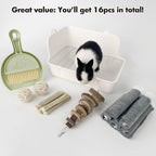 RUBYHOME corner litter box placed inside small animal cage