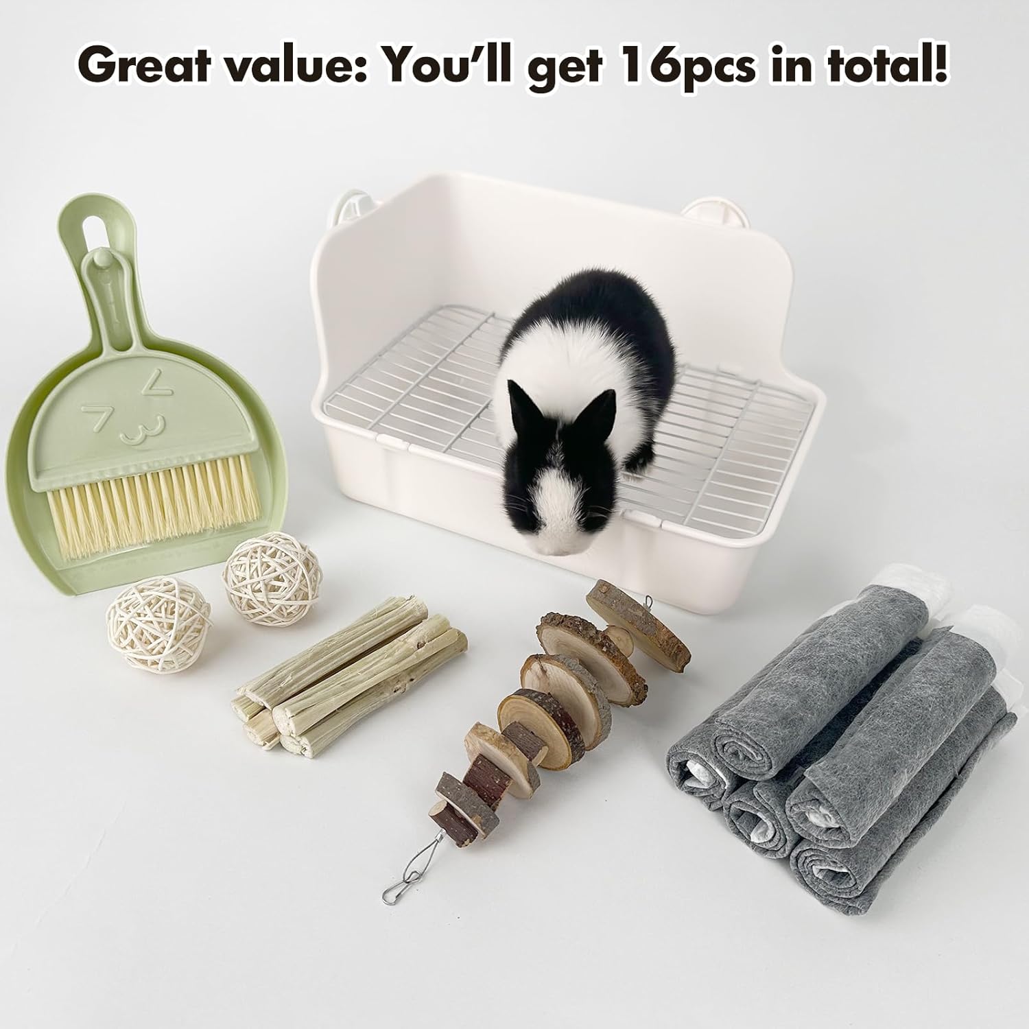 RUBYHOME corner litter box placed inside small animal cage