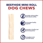Close up view of thick natural handmade rawhide mini rolls.