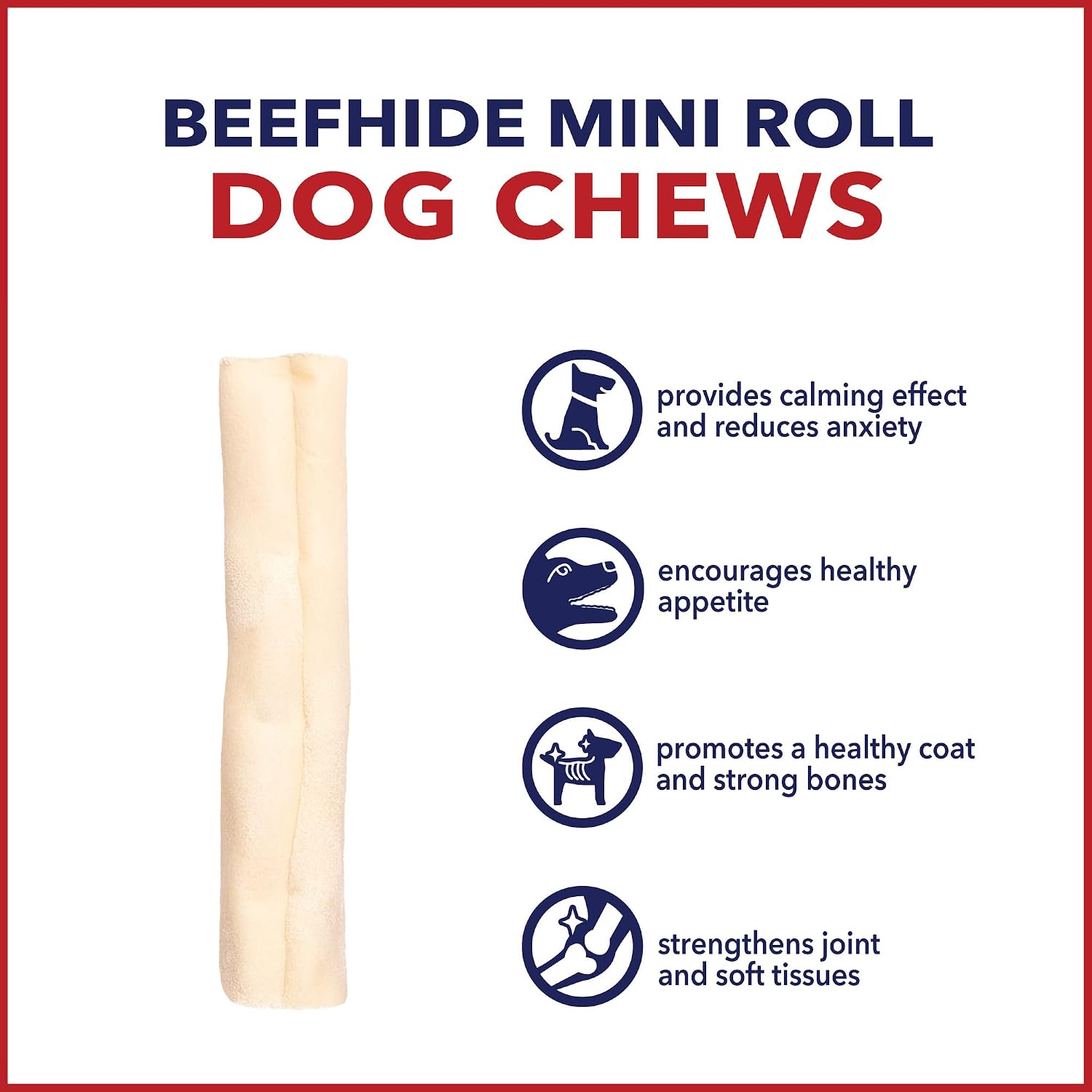 Close up view of thick natural handmade rawhide mini rolls.