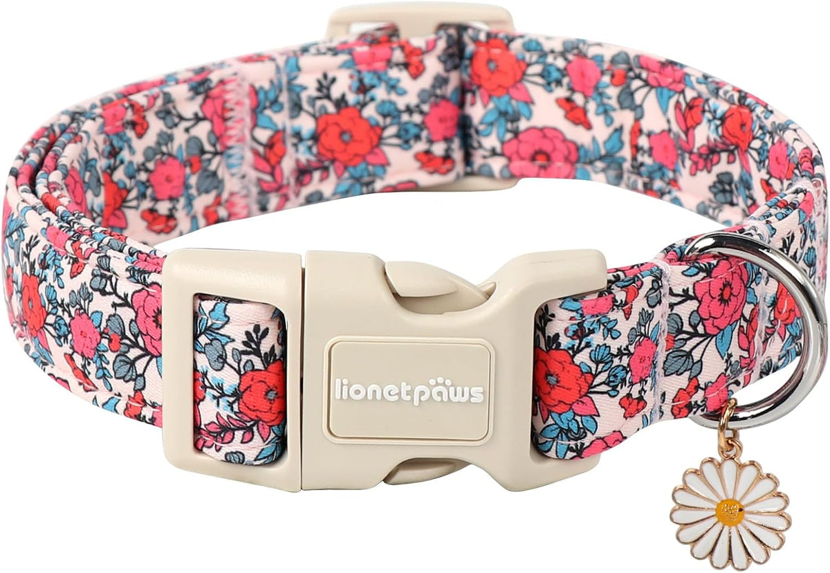 Lionet Paws Floral Dog Collar- Cute Spring Wildflowers Daisy Fleabane Dog Collars with Plastic Buckle, Light Adjustable Dog Collars for Small Medium Dogs - Image 13