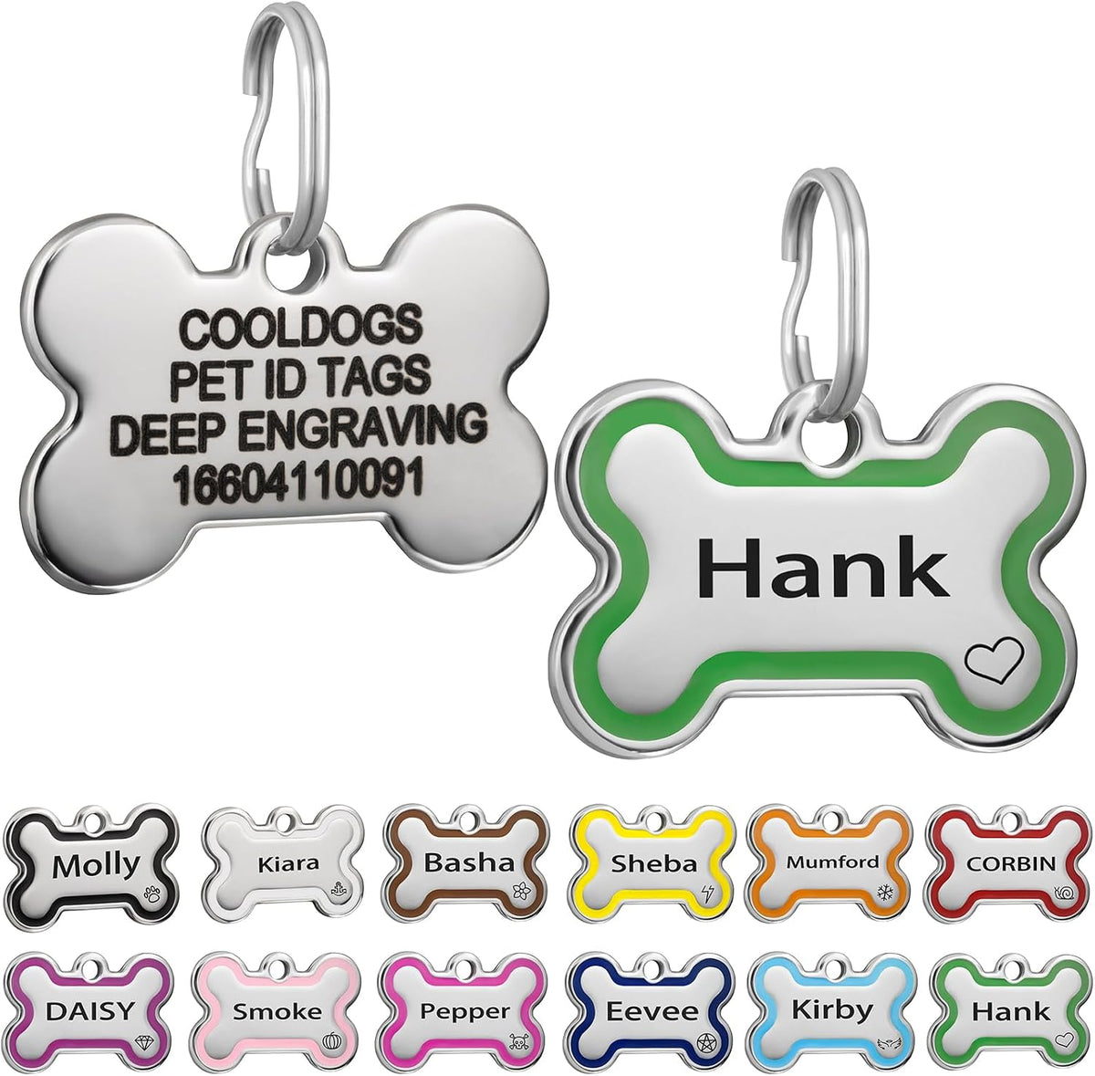 CoolDogs Stainless Steel Enamel Pet ID Tags for Dogs and Cats, Personalized Dog Tags,Cat Tags,Custom Engraved Dog Name Tag,Cat Name Tag with up to 5 Lines of Text on Both Sides (Blue, Large) - Image 12