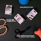 Premium pet whelping supplies showing safe umbilical cord cutting tools for professional dog breeders.
