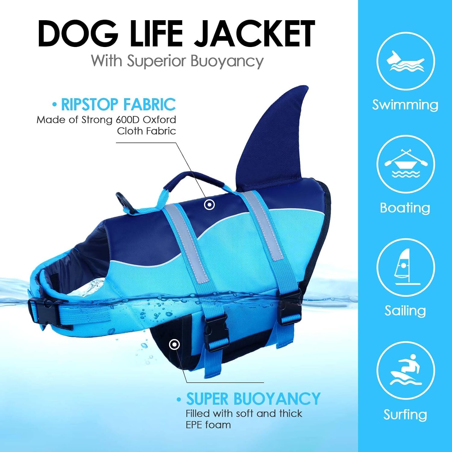 AOFITEE high flotation vest close-up of the adjustable quick-release buckles.