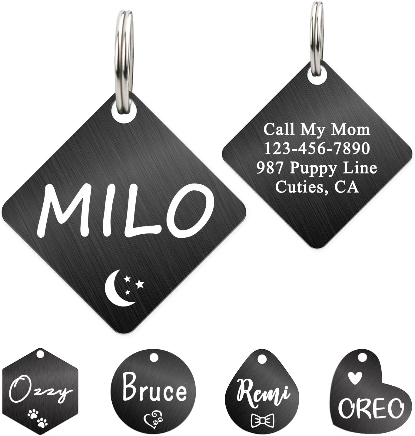 Ultra Joys Dog ID Tag, Custom Dog Tag Personalized Cat Tag, Pet ID Tag, Brushed Stainless Steel Heart Cat Tags Pet Tags Rose Gold Small - Image 13