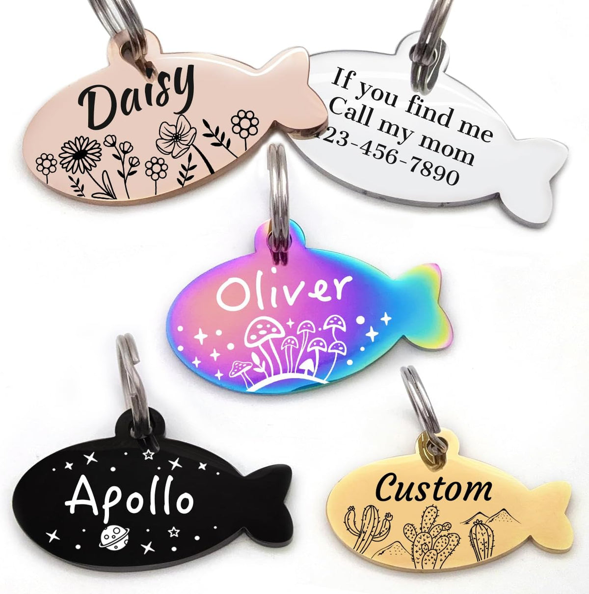 Stainless Steel Cat ID Tag Personalized Pet Tags with up to 4 Lines of Custom Text, Small Pet Mini Dog Cat Tag Lightweight, Engraved on Both Sides, Multiple Patterns Colors Size Options (cat) - Image 12