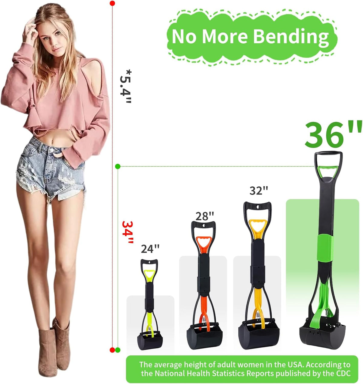 ienjoyed 36 inch long handle poop grabber green color side profile