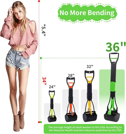 ienjoyed 36 inch long handle poop grabber green color side profile