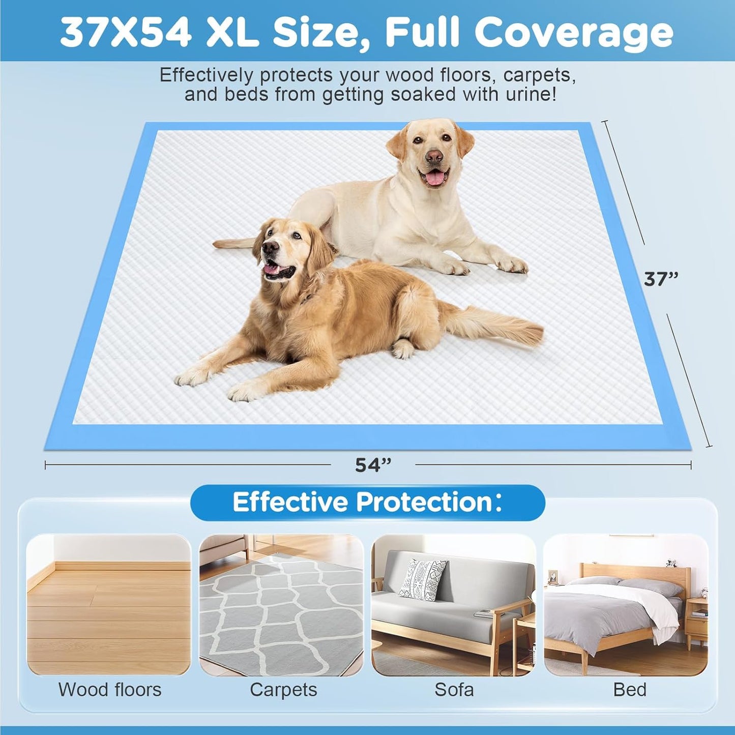 Iweepet pet potty pads for senior dogs floor protection