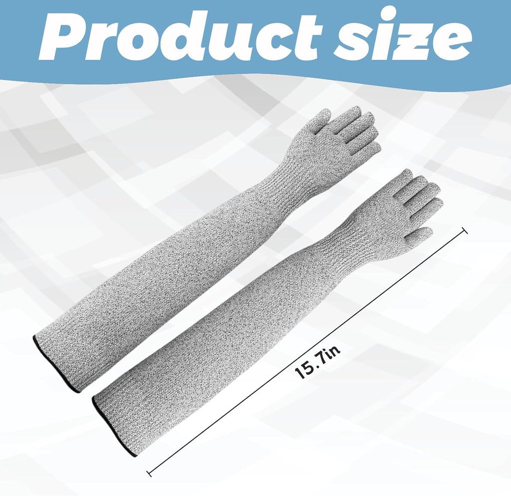Extra long forty centimeter scratch resistant pet mittens protecting human forearms