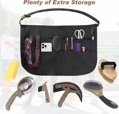 Professional horse stylist wearing the multifunctional grooming apron