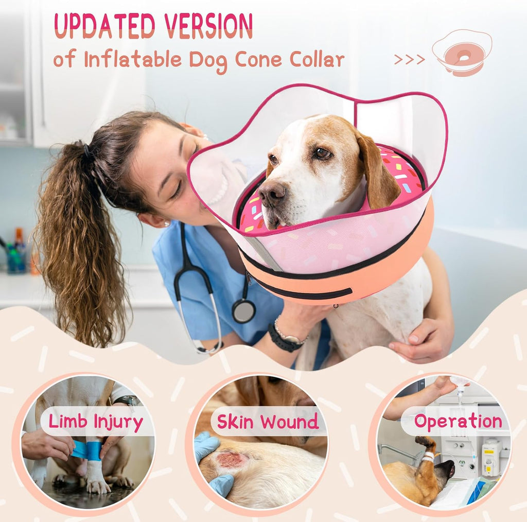 Supet soft dog cone alternative neck donut worn by a golden retriever dog
