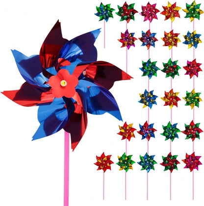 Johouse 100 pieces rainbow pinwheels front view garden decoration