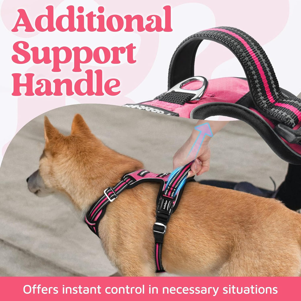 Side view of pink Rabbitgoo dog vest highlighting the dual metal leash clips