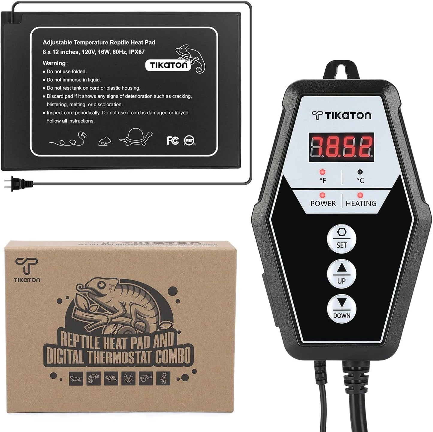 Tikaton Reptile Heat Pad - Adjustable Temperature Under Tank Heater for 10-20gal/30-40gal Tank, Terrarium Heat Mat for Turtle/Snake/Lizard/Frog/Spider/Plant Box - Image 12