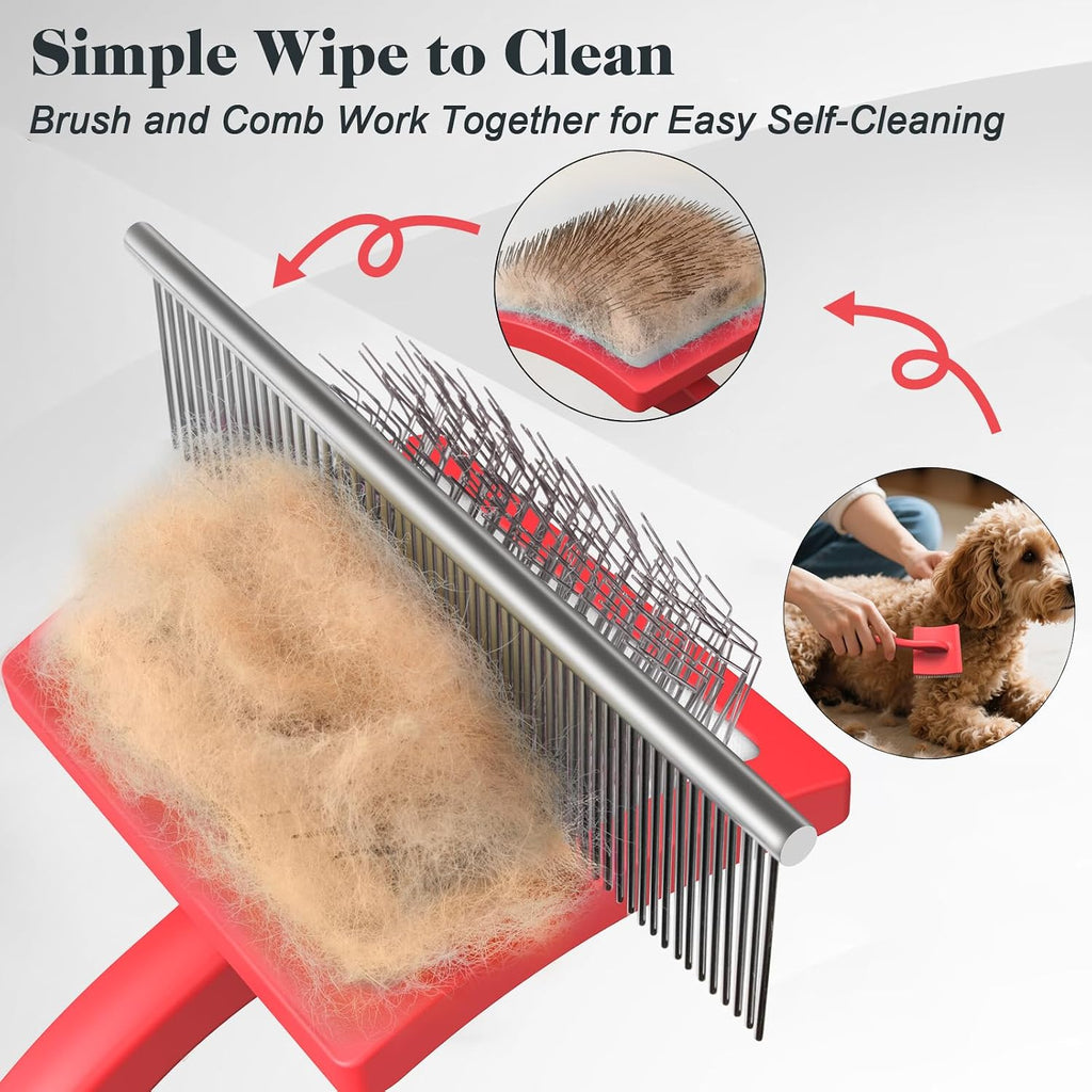 Saccison two piece pet deshedding tool set for doodle breeds